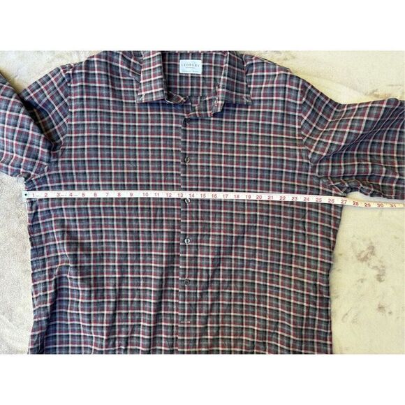 Ledbury Men’s Red Gray Plaid Long Sleeve Classic Fit Button-Down Shirt Size 2XL - Picture 2 of 6